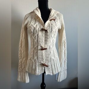 Abercrombie & Fitch Alpaca Cream Cable Knit Cardigan Size Large New Without Tags